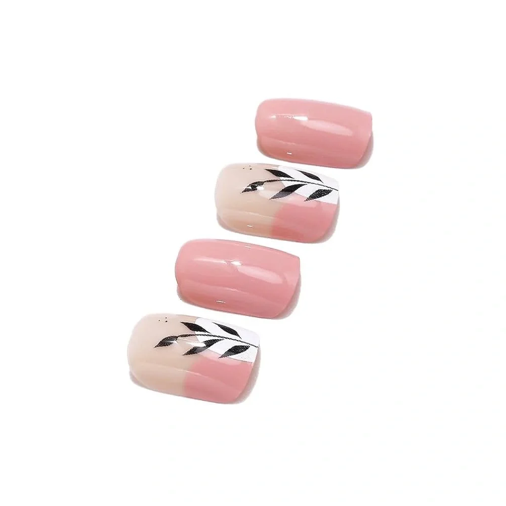 Pink Leaf Press On Nails